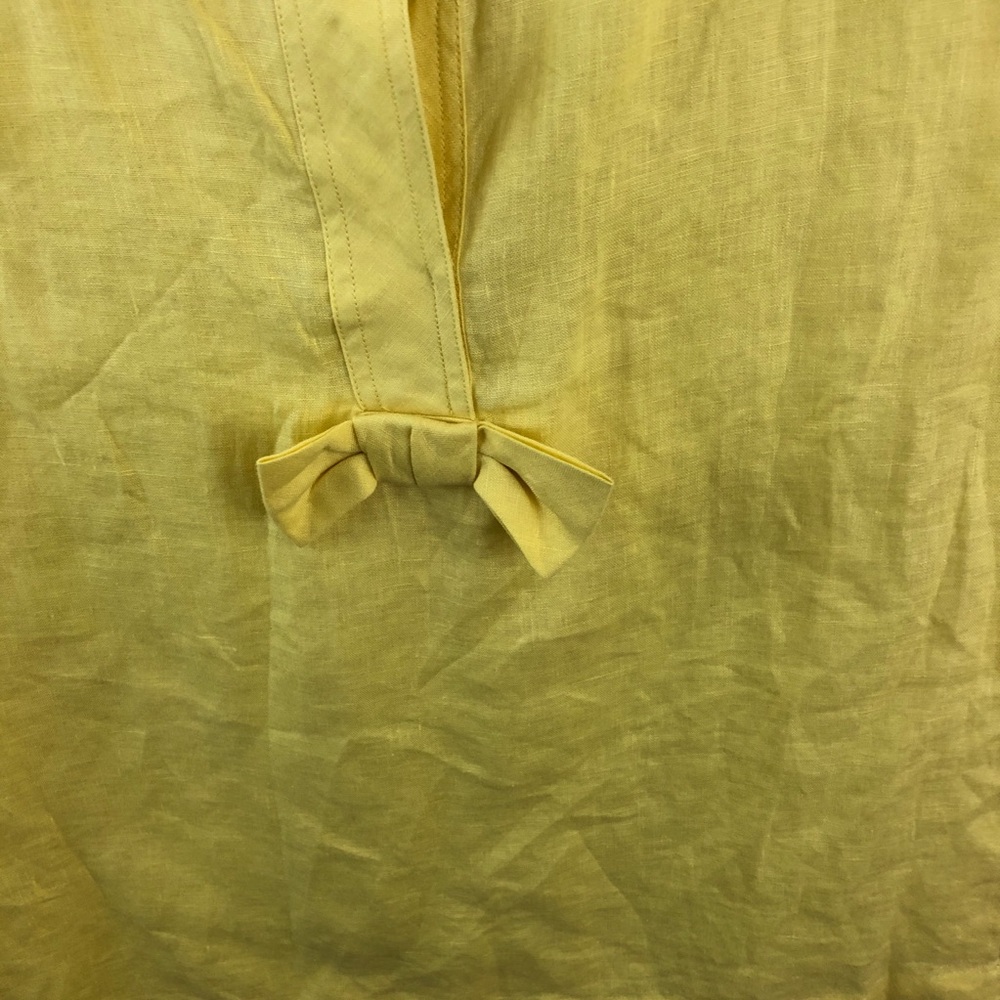 Talbots Top Womens 8 Yellow 100% Linen Front Bow - Picture 3 of 6